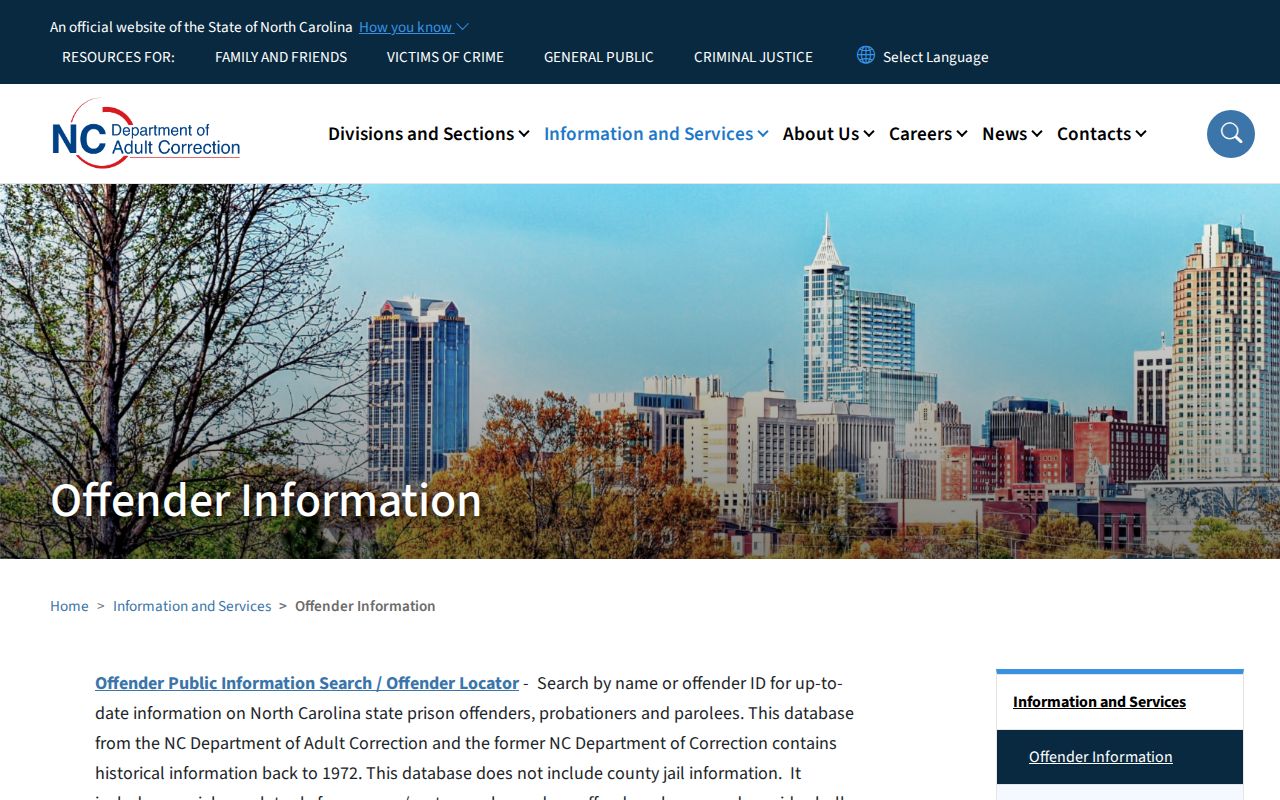 Northampton County released inmate NC DAC search menu